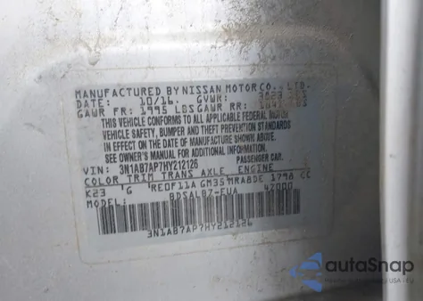 2017 Nissan Sentra S z USA, uszkodzony, nr VIN 3N1AB7AP7HY212126